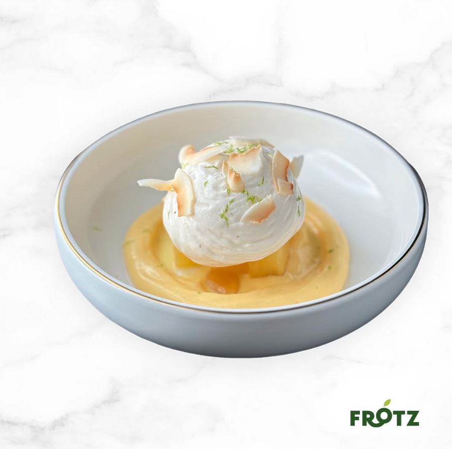 Receta de espuma de coco, piña y yuogur tropical