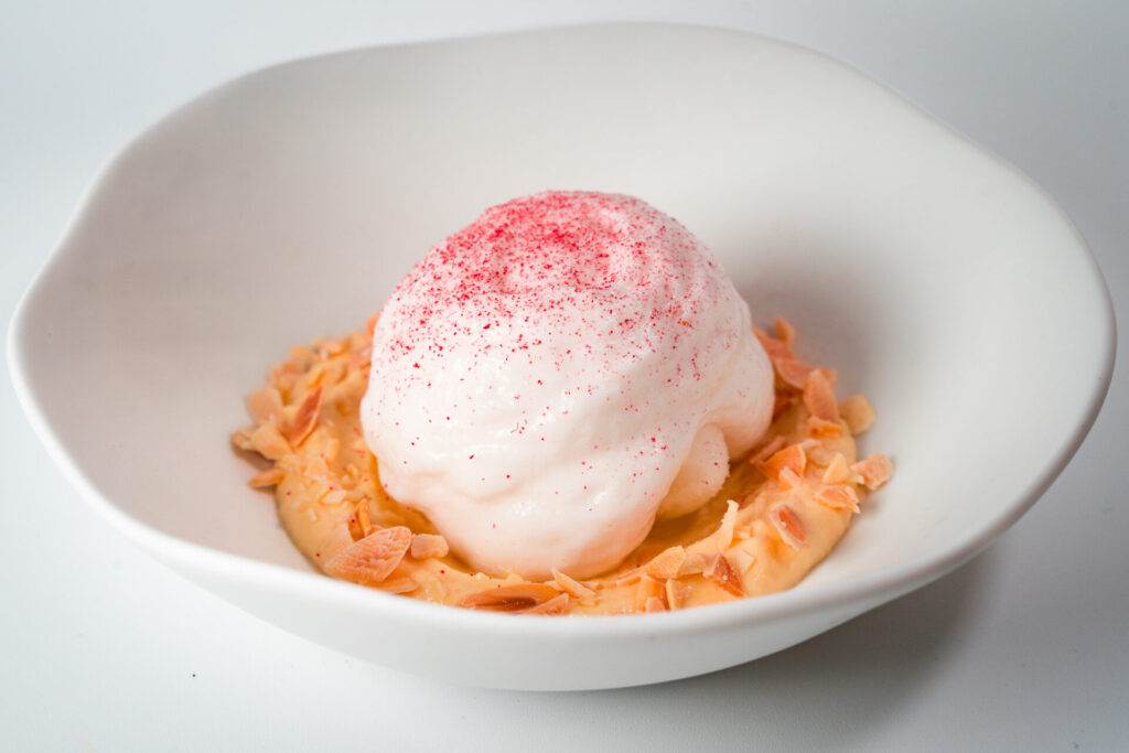 Receta de postre de lichi, melocotón y jazmín