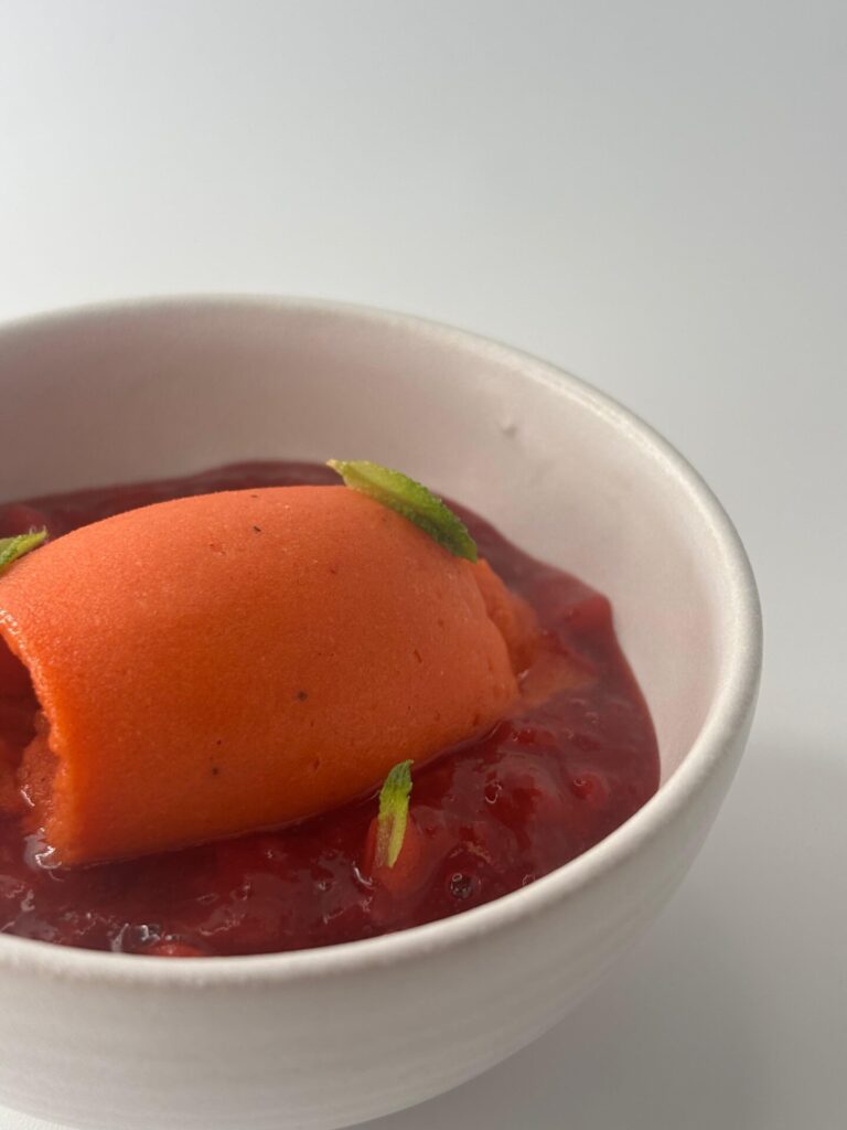 Receta de sorbete de fresa y pimiento rojo